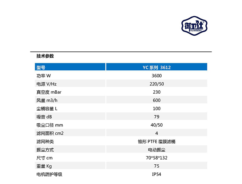 御衛(wèi)仕220V工業(yè)吸塵器YC-3612